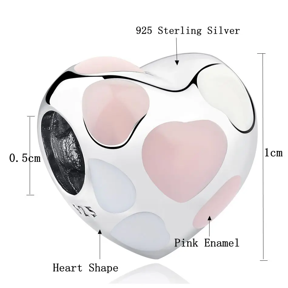 FOREWE Европейское розовое эмалированное сердце бусины подходят для Pandora