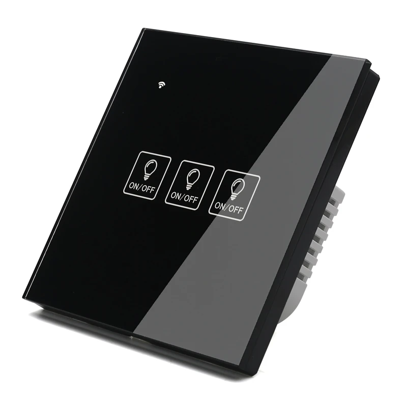 Сенсорный светильник WIFI значок настенный выключатель черное стекло синий