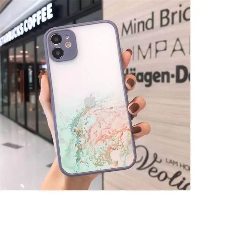 

Marble Gradient Phone Case Matte Transparent for iPhone 7 8 11 12 s mini pro X XS XR MAX Plus cover funda