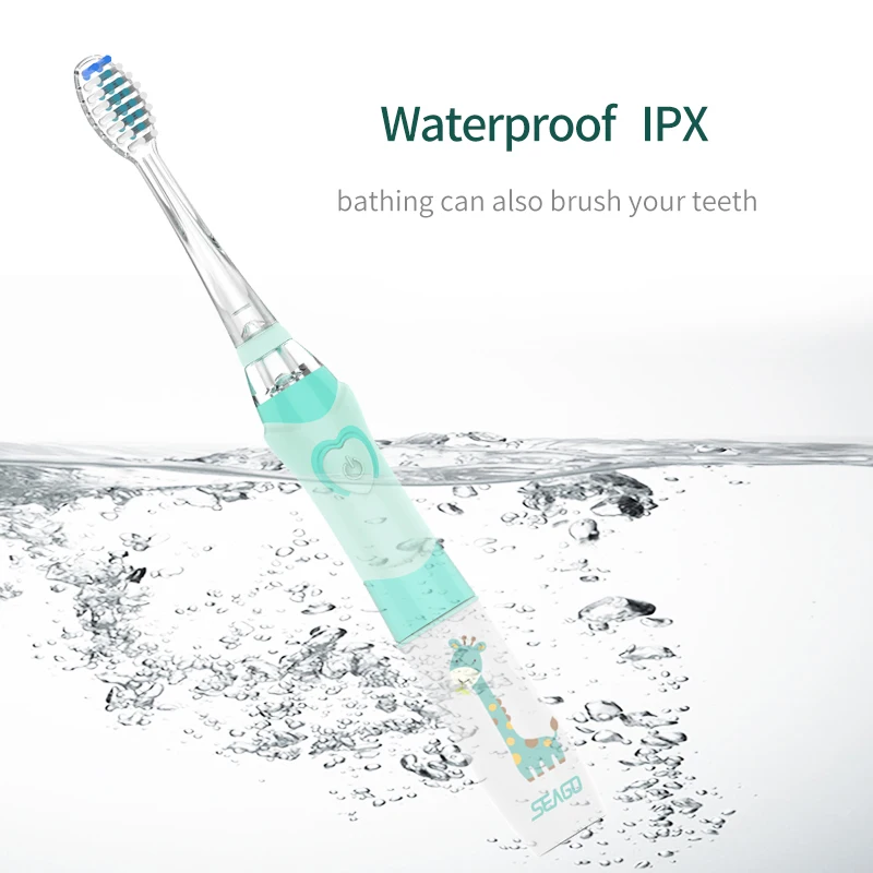 

SEAGO Sonic Electric Toothbrush kids Battery Cartoon with Colorful LED Waterproof Soft Oral Hygiene Massage Teeth Care SG977