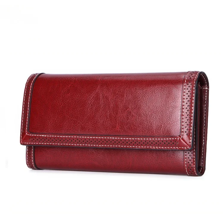 New style wallet women long large-capacity wallet handbag European and American fashion oil wax leather wallet