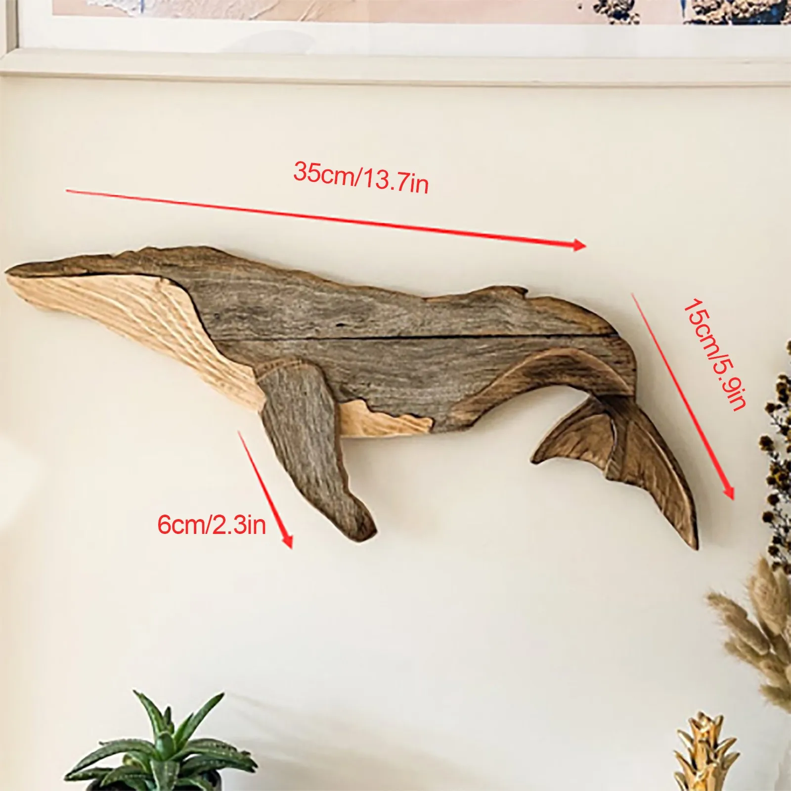 

Home Decoration Marine Element-whale And Ocean-wave Wooden Wall Decoration Hand-selected Gift Wooden Ornament Accessories#g3