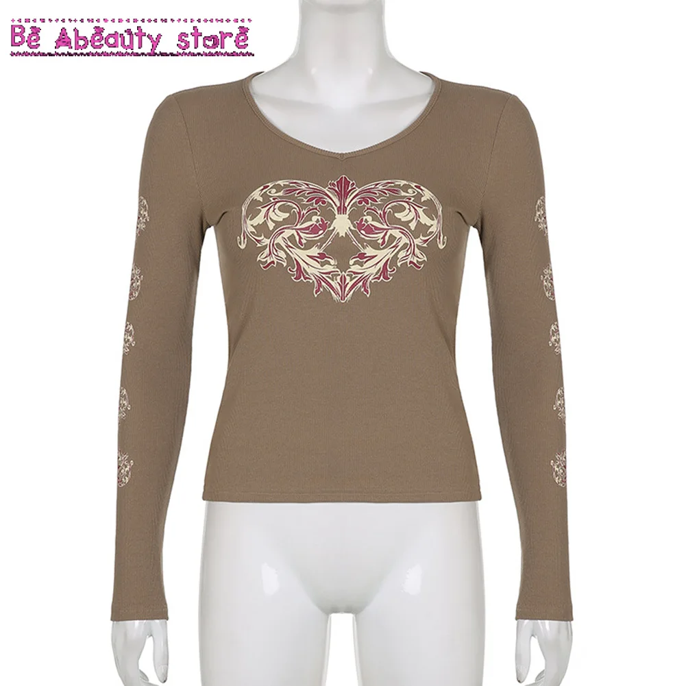 

Женская винтажная рубашка с длинным рукавом, коричневая сказочная рубашка с длинным рукавом, в стиле гранж, для осени