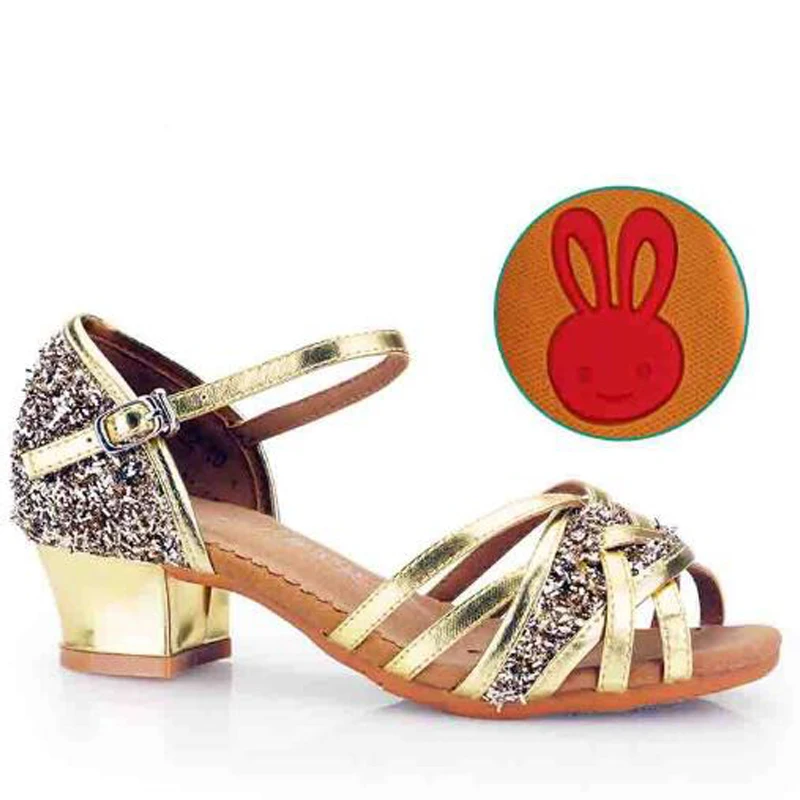 Туфли детские для латиноамериканских танцев мягкие босоножки на низком каблуке