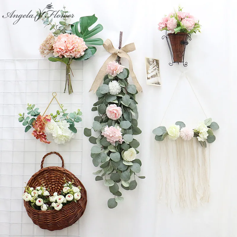 Новые искусственные листья эвкалипта зеленые растения из ротанга гирлянда