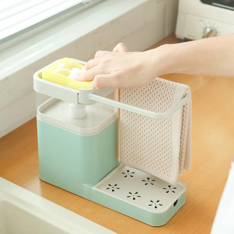 

Multifunctional Kitchen Cleaning Combination Rack 3 in 1 Soap Dispenser Kitchen Sponge Holder Towel Holder BDF99