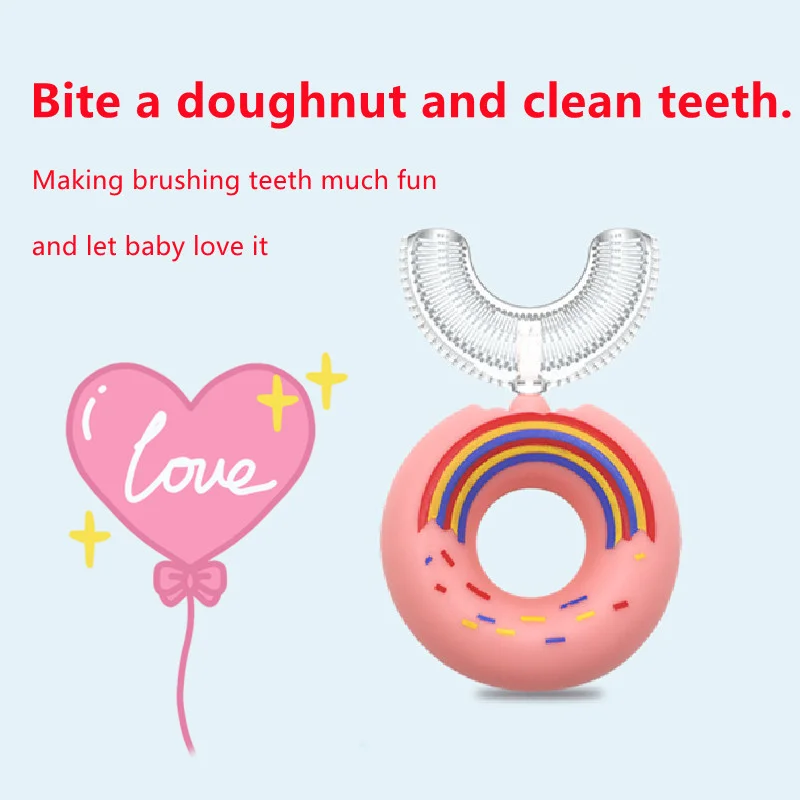 U-shaped Toothbrush Children Doughnut Manual Kids Silicon Safety Teeth Tooth Brush Cartoon Pattern | Красота и здоровье