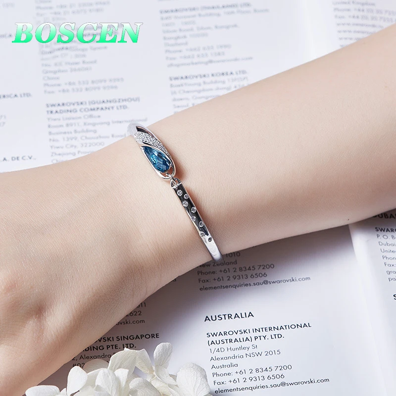 Женский браслет из серебра 925 пробы с австрийскими кристаллами|Гибкие и жесткие