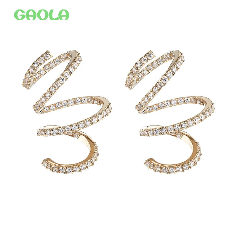 GAOLA Luxury Spiral Earrings Fashionable Women'S Simple Birthday Gift Studded With Zircon Earrings Avant-Garde
