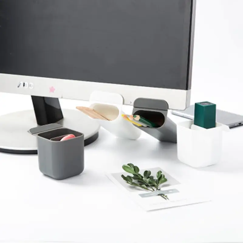 

1PC Desktop Monitor Holder Desk Stationery Pen Storage Box Organizer Plastic Storage Box
