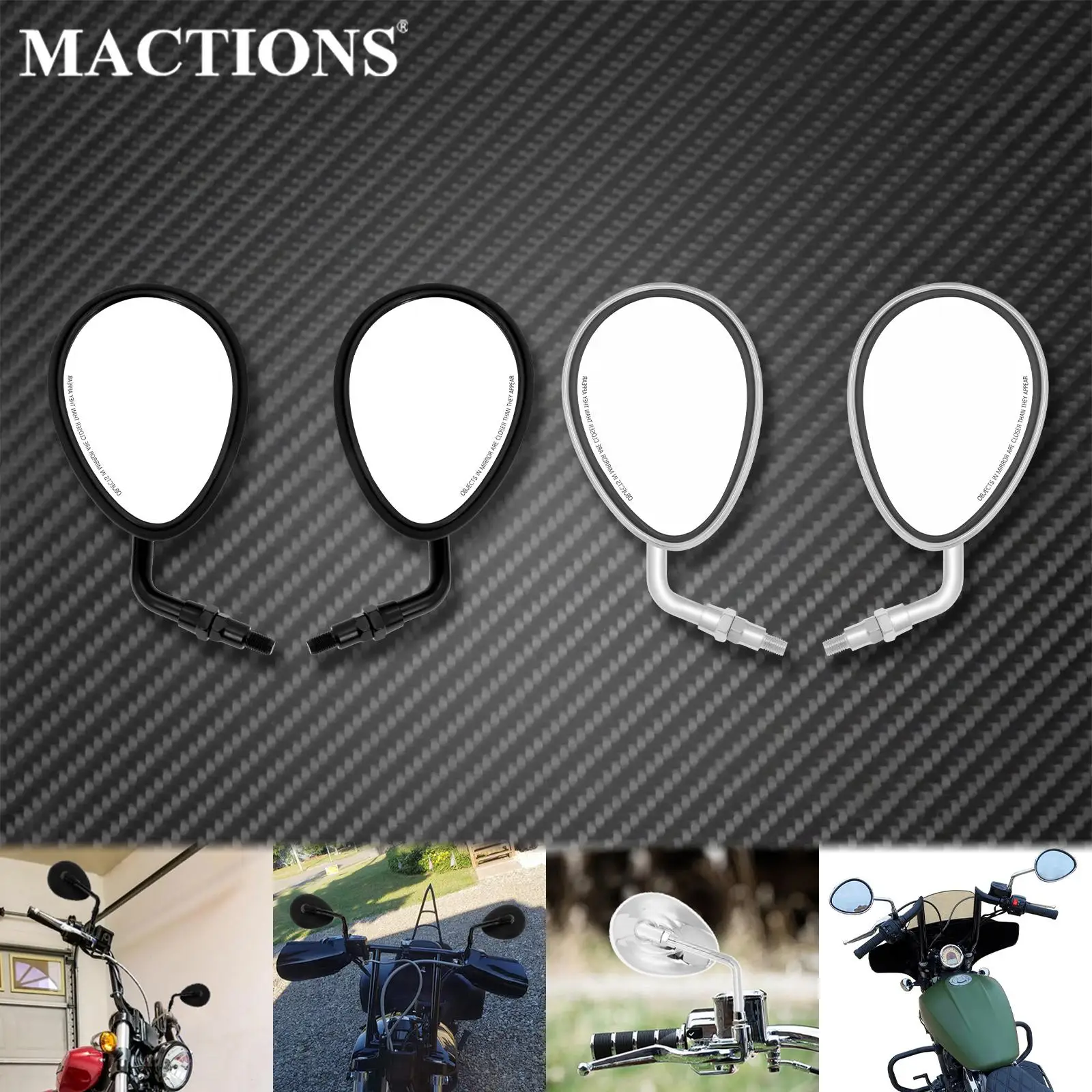

10mm Motorcycle Universal Rear View Side Mirror Black/Chrome For Indian Scout Bobber Twenty Vintage Roadmaster Dark Horse 14-Up