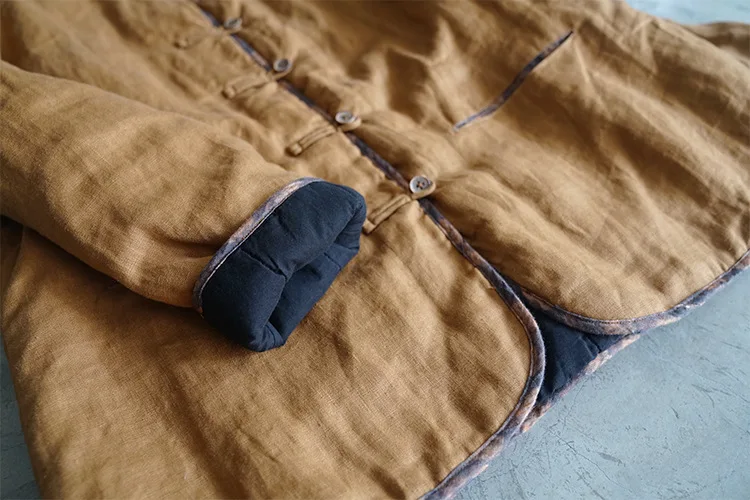 

Original thickened linen cotton padded jacket for women