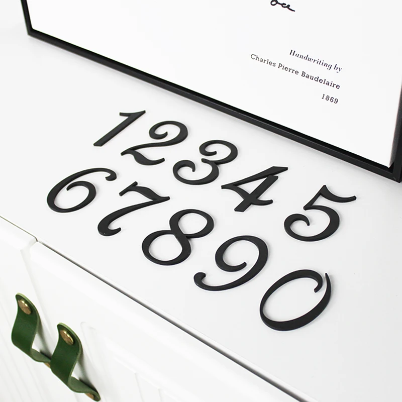 Однотонный латунный дверной знак с цифрами для дома настенный монтаж плоский