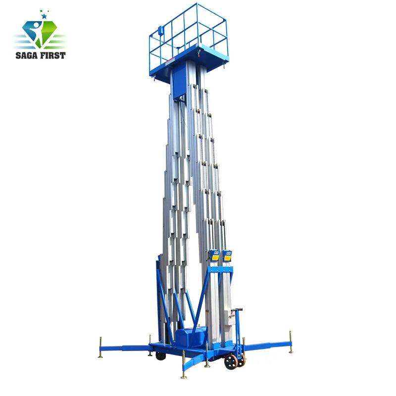 Двойные мачты алюминиевый гидравлический подъемник для воздушных работ|hydraulic