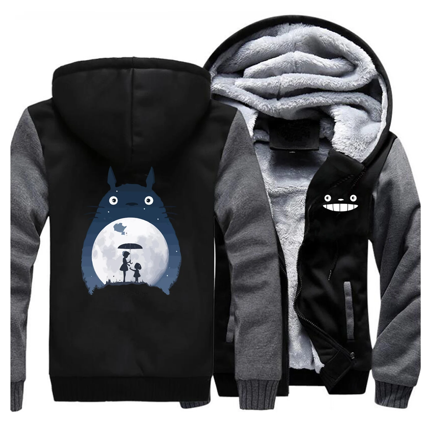 Tonari No Totoro мужские толстовки с капюшоном из плотного флиса брендовые теплые толстовки с капюшоном пальто на молнии винтажная куртка в стиле аниме зимняя Японская уличная одежда