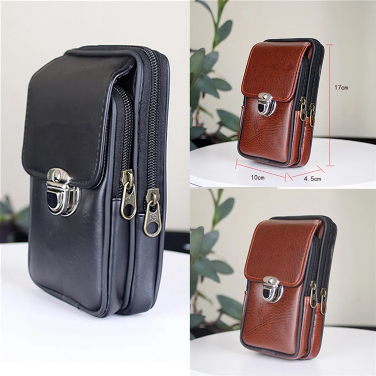 

Leather Hip Fanny Pack Men's Waist Belt Bag Cell Phone Case Pocket Purse Pouch