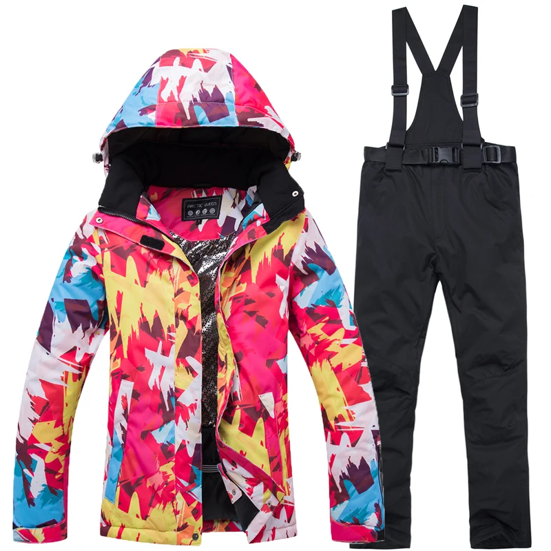 

Fashionable women's snowflake suit windbreaker damaged windbreaker sports Snowboard Shoes + scarf women's snowpants