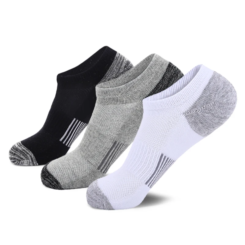 Men's Performance Cotton Cushioned Athletic No-Show Socks Mesh Arch Support Boat Sock Men Low Socks 3-Pack
