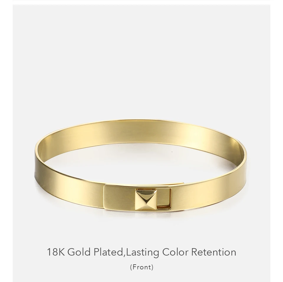 ENFASHION Pyramid Simple Cuff Bracelets Bangles For Women Gold Color Stainless Steel Minimalist Bangle Fashion Jewelry B192053