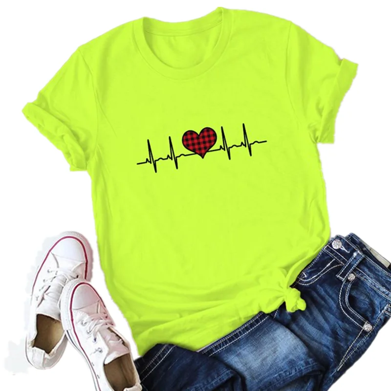 SC Red Heartbeat женские футболки из чистого хлопка повседневные Забавные подарки для