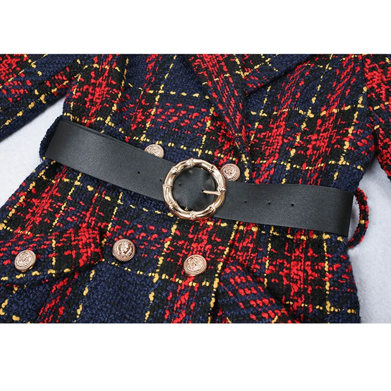 HarleyFashion 2020 Весенняя Осенняя качественная женская элегантная клетчатая твидовая