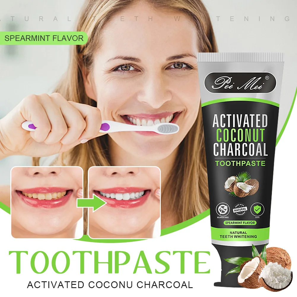 Кокосовая зубная паста белая с активированным углем для уменьшения неприятного