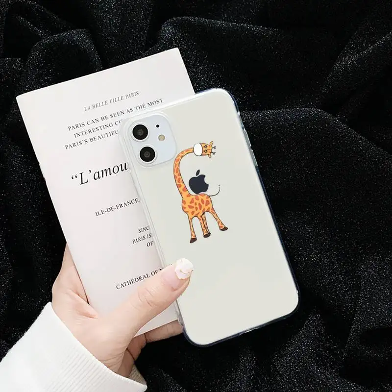 

Giraffe cartoon funny cute fashion Phone Case Transparent for iPhone 6 7 8 11 12 s mini pro X XS XR MAX Plus