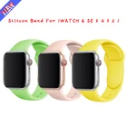 Ремешок силиконовый для Apple Watch 44 мм 40 мм 38 мм 42 мм, резиновый браслет для смарт-часов iWatch Series se 6 5 4, черный единственный браслет
