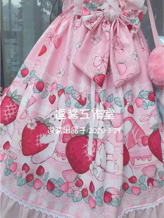 

Summer Kawaii Girl Sweet Lolita Dress Palace Lace Bowknot Cute Printing Kawaii Dress Women Loli Cosplay Gothic Lolita Jsk