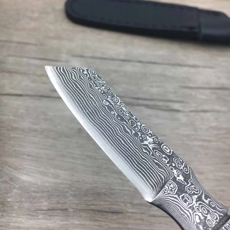 Нож из дамасской стали в форме бамбука для кемпинга переносные охотничьи ножи