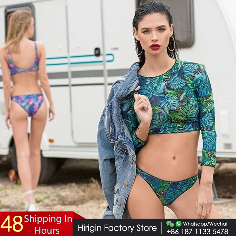 Роскошный биники комплект 2019 Новый пуш ап на подкладке с длинными рукавами и