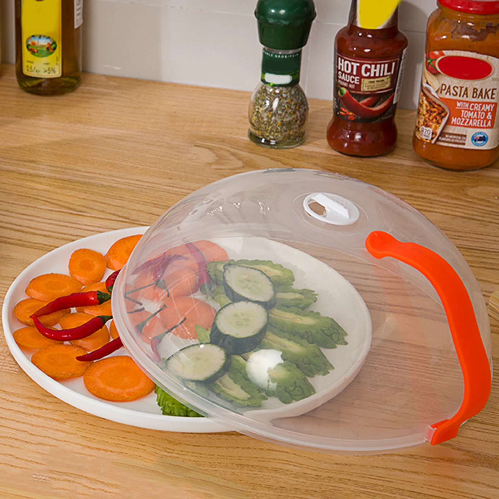 

Transparent Microwave Cover with Rotatable Vent and Anti-scalding Handle High Temperature Resistance Kitchen Tool L5
