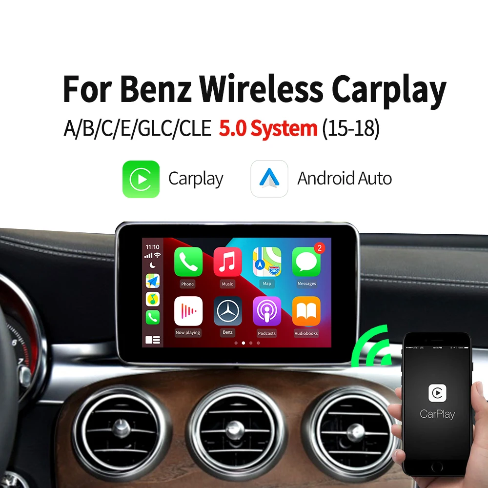 Carlinkit беспроводной Apple Carplay Android авто для Benz Mercedes A B E класс NTG 5 0 2015 2018 iOS14 Mirrolink