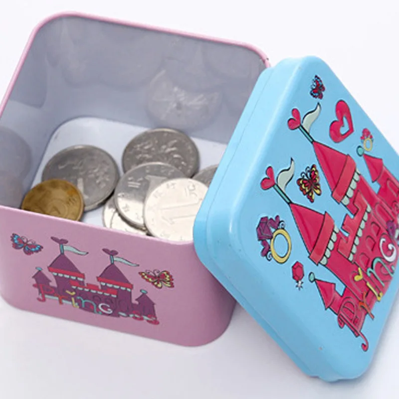 Рождественская жестяная коробка квадратная для хранения конфет печенья