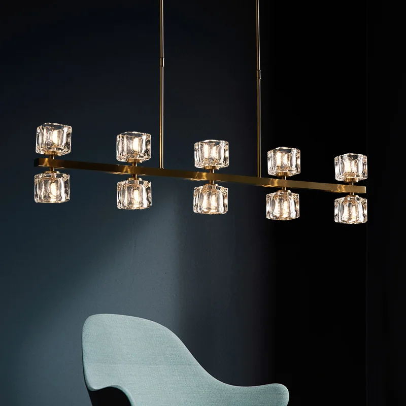Современная роскошная хрустальная Золотая прямоугольная люстра светильник для