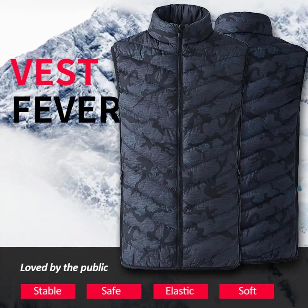 

Men&Women Electric Heated Vest Winter Thermal Warm Heating Vest Camouflage Heated Jacket Fishing Big Size Waistcoat Heating Vest