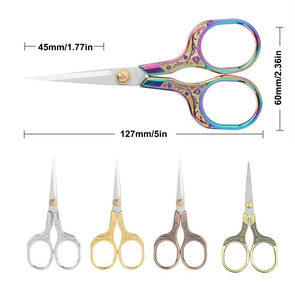 

Plum Blossom Pattern Retro Scissors High Hardness Durable Household Scissors Cross Stitch Craft Scissors