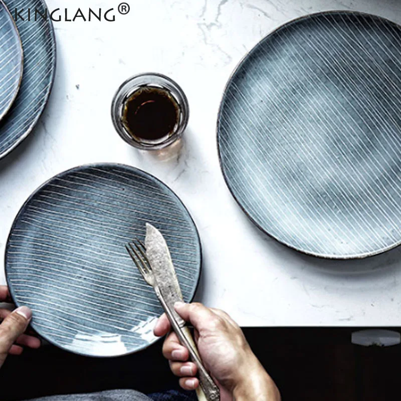 Японские тарелки KINGLANG керамическая тарелка мясная для завтрака в западном стиле
