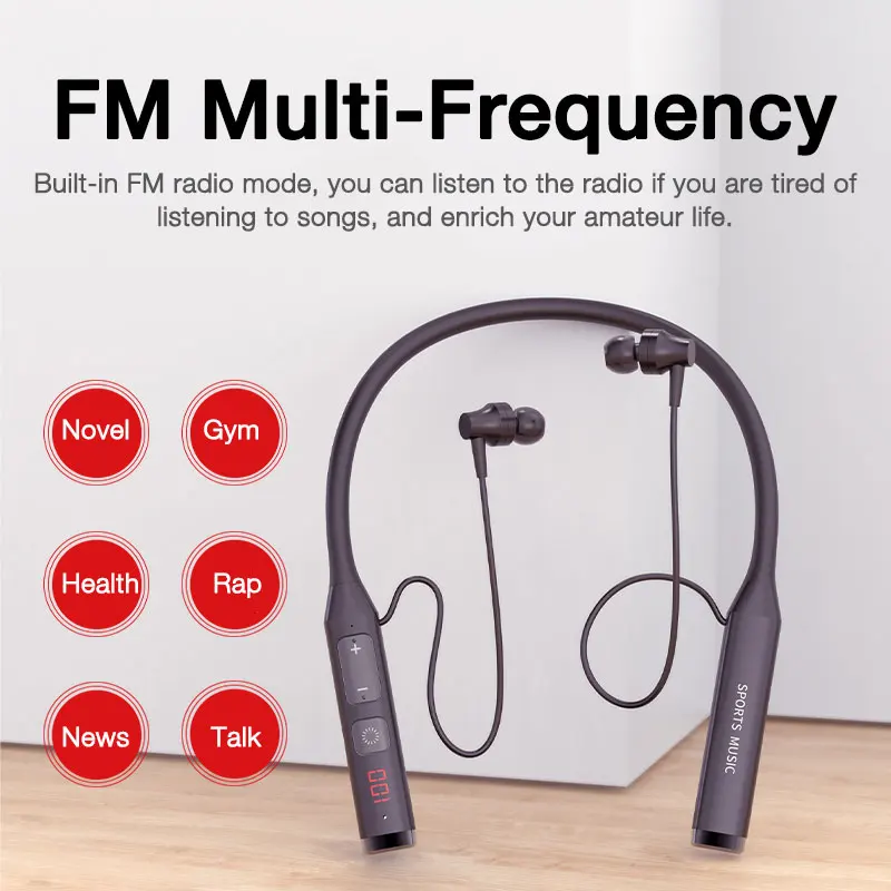 EARDECO 5 EQ Effects Wireless Headphones Heavy Bass Bluetooth Neckband Earphones Stereo Hifi Headset with Mic TF FM | Электроника