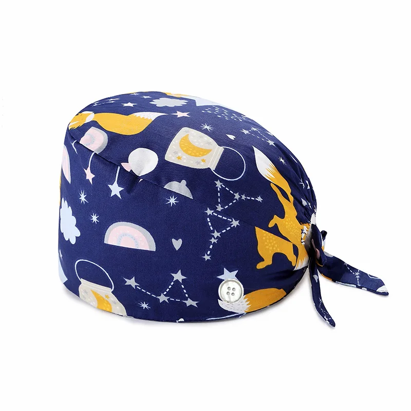 Unisex Cotton Scrub Cap Dentist Women Men Cartoon Anime Printing Pet Veterinary Beauty Pharmacy Lab Work Button | Тематическая