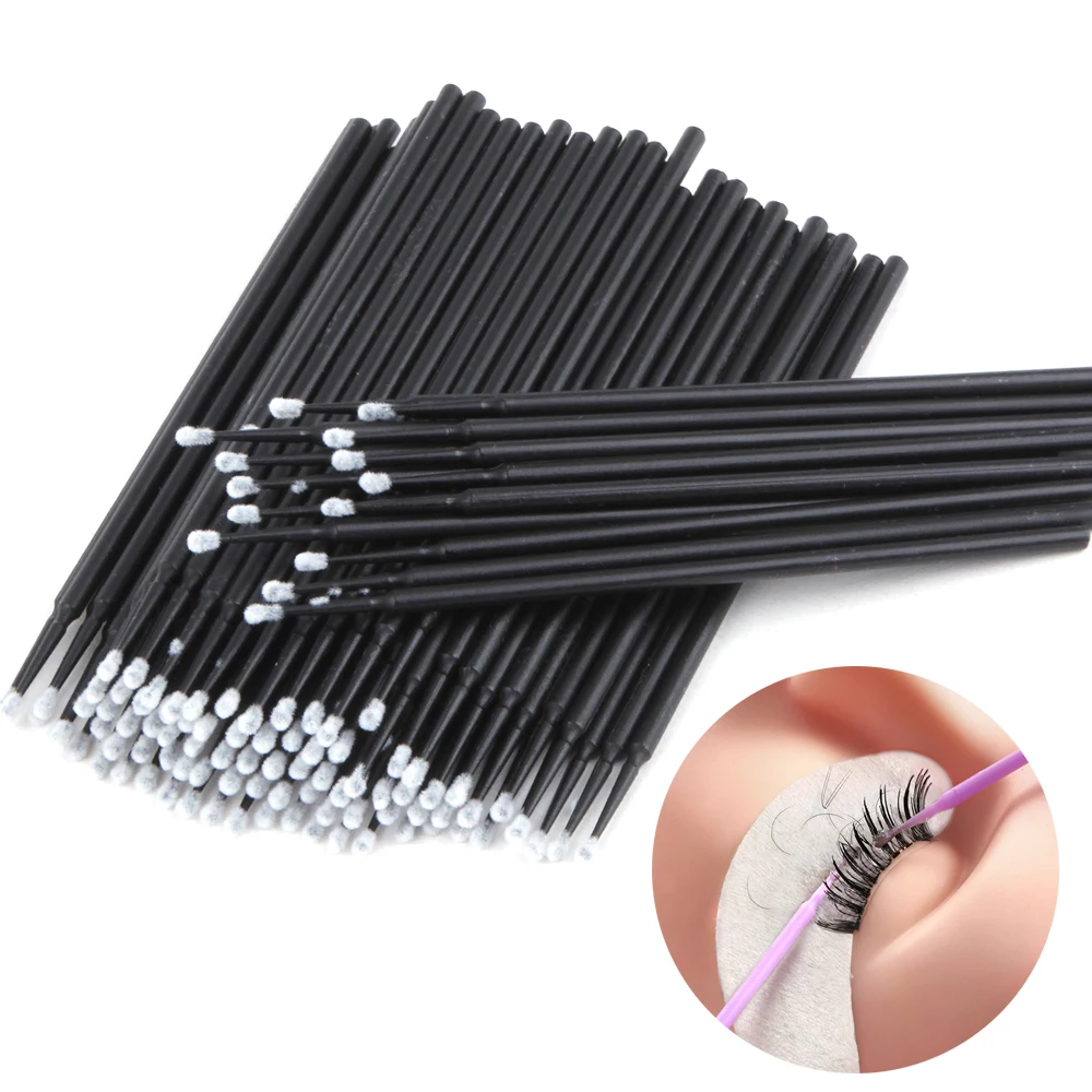 

100Pcs/Bag Eyelash Brushes Disposable Microbrushes Eyelash Extension Tools Individual Removing Makeup Reusable Swabs Applicator