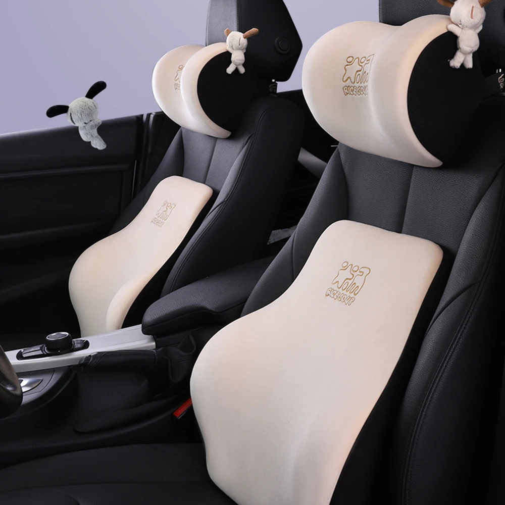 

Plush 3D Memory Foam Car Pillow Lumbar Support Waist Cushion for Car Seat Support Neck Pillow Car Headrest Cushion