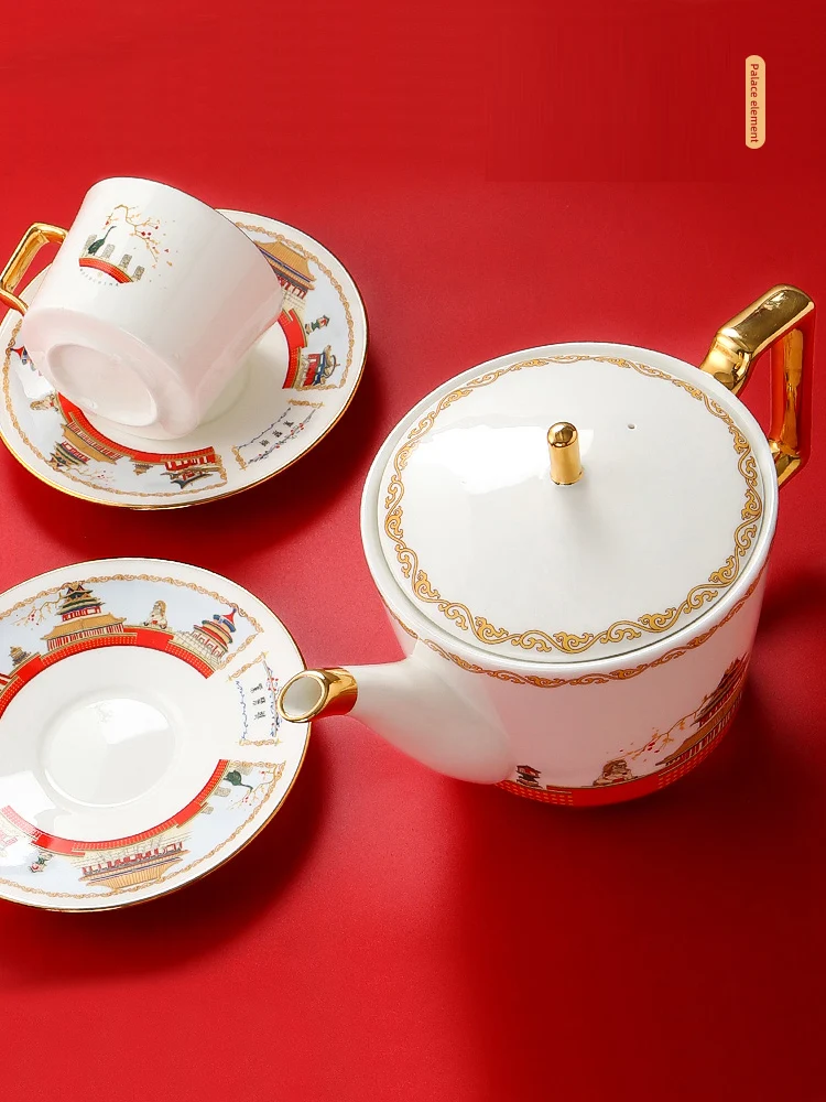 EECAMAIL Forbidden City Phnom Penh Bone China Coffee Cup Saucer Set Home Creative Simple Modern Light Luxury Afternoon Tea | Дом и сад