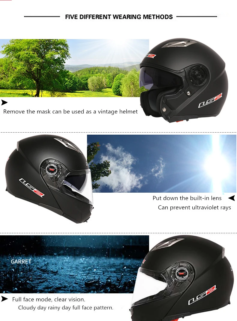 LS2 FF370 moto rcycle шлем двойной объектив Внутренний солнцезащитный козырек шлем moto LS2 откидной модульный гоночный шлем ECE Сертификация