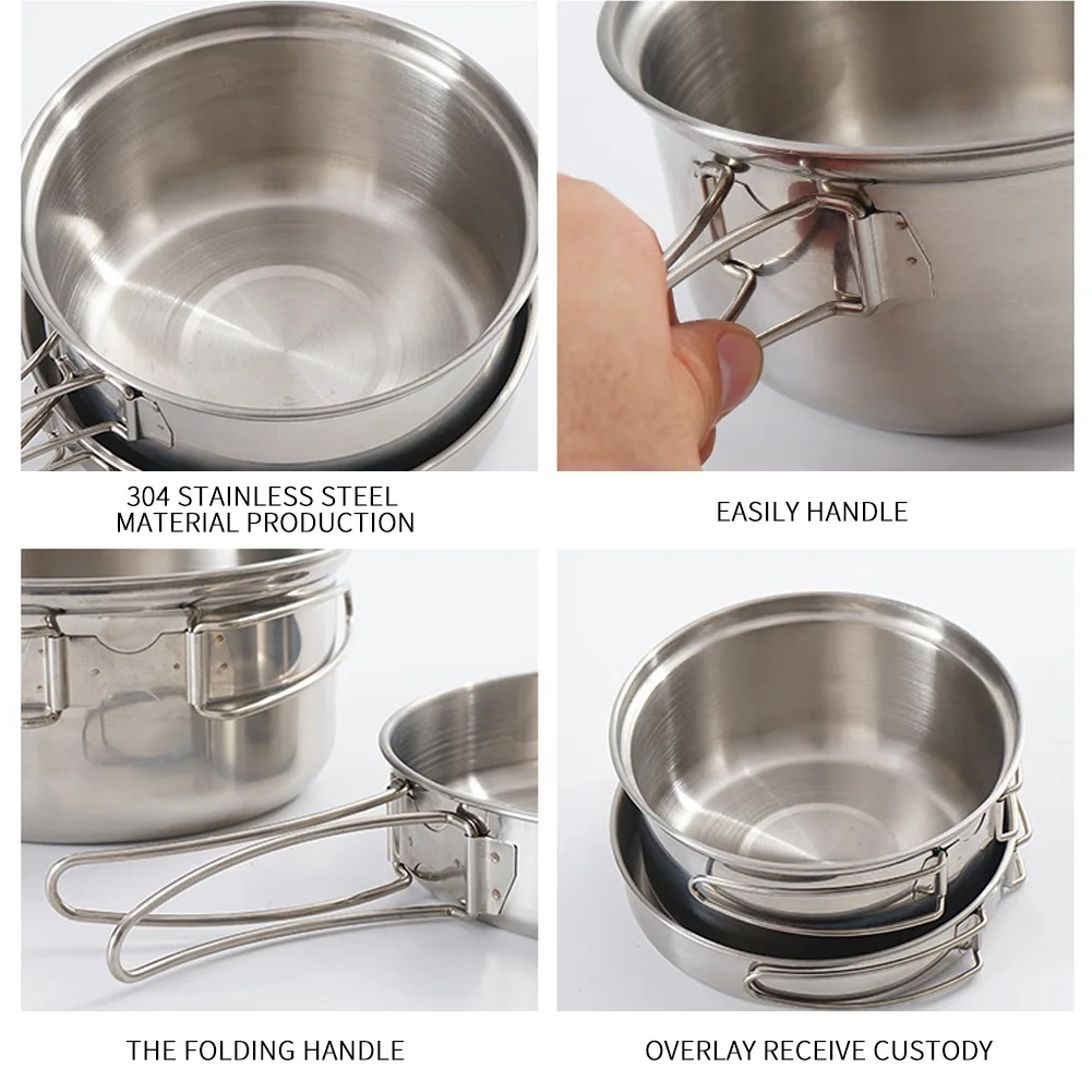 Кастрюля со складной ручкой из нержавеющей стали для кемпинга | Спорт и