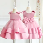 Летнее платье для девочек с бантиком для новорожденных 1 год, платье на день рождения с цветами для малышей, свадебные вечерние платья, Тюлевое платье для новорожденных