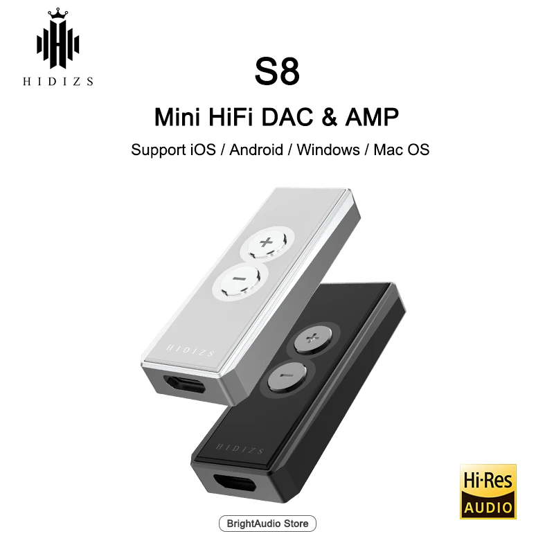 

Hidizs S8 CS43131 Chip Mini HiFi Decoding Amplifier USB DAC PCM 32bit/384kHz Natively DSD256 for iOS/Android/PC Lightning/Type-C