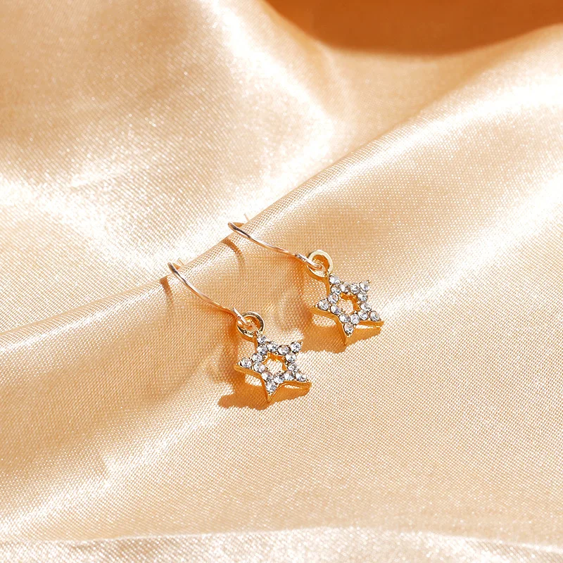 

1 пара Стразы, серьги в виде звезд, блестящие рождественские серьги, простые серьги в форме звезды с бриллиантами для женщин