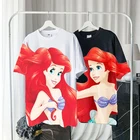 Модная футболка с русалочкой 3DFashion, Принцесса Русалочка, принцесса, модная футболка в стиле Харадзюку, летняя футболка с графическим принтом, забавные корейские топы, милая уличная одежда