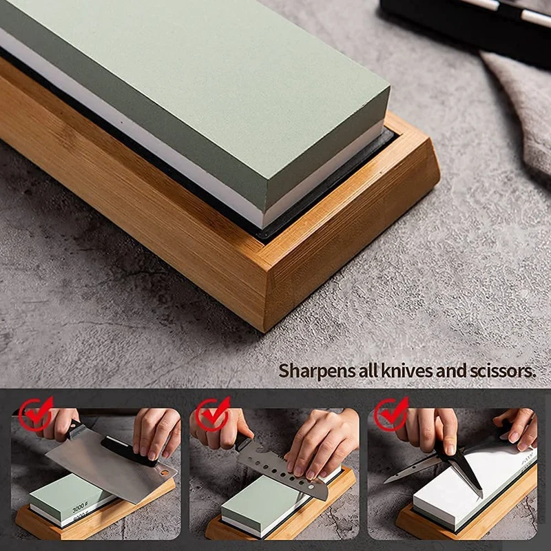 Whetstone Set-Premium Sharpener Stone 2 Side Gravel 400/1000 3000/8000-Whetstone Set | Дом и сад